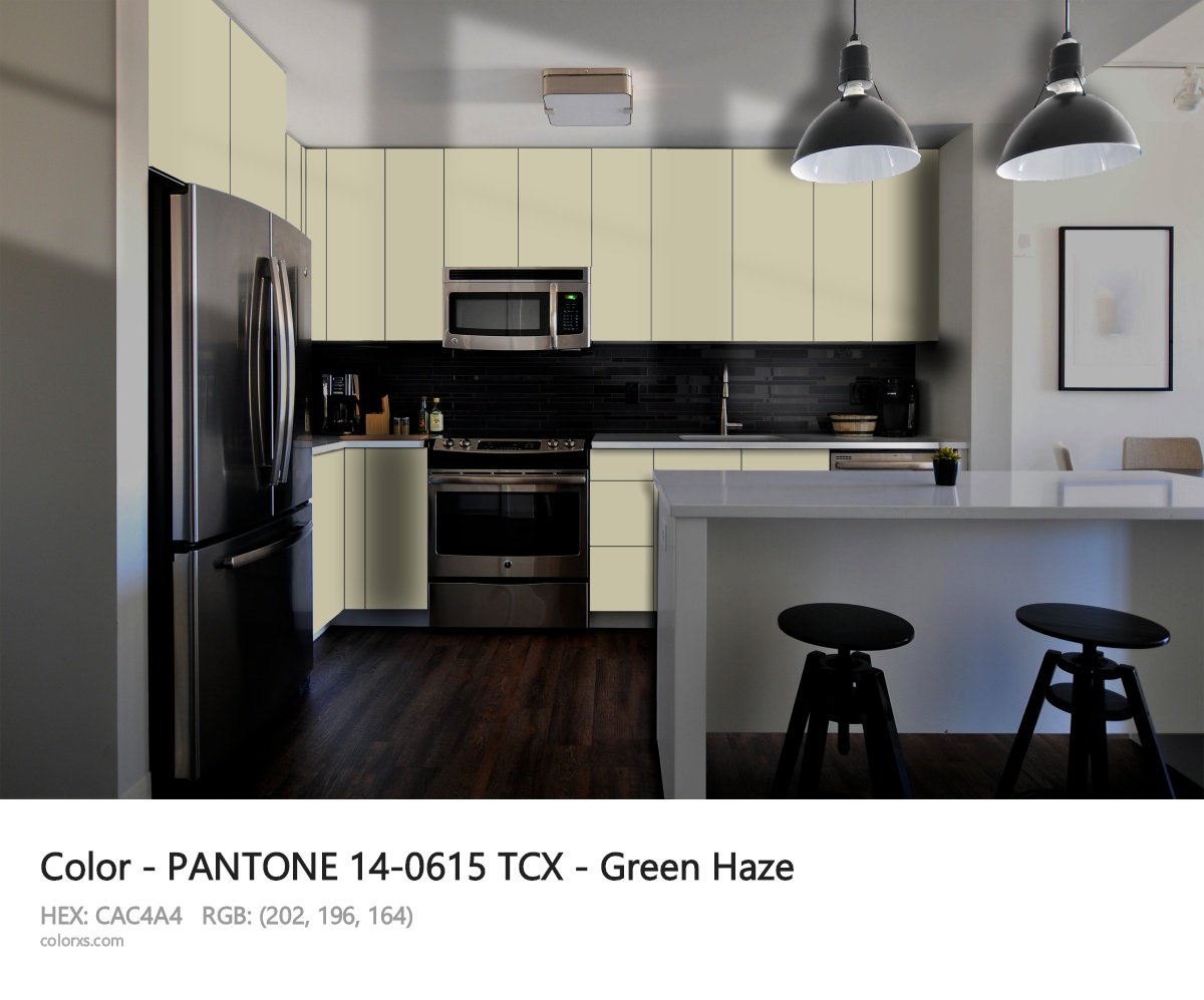 PANTONE 14-0615 TCX - Green Haze CMS modular kitchen design
