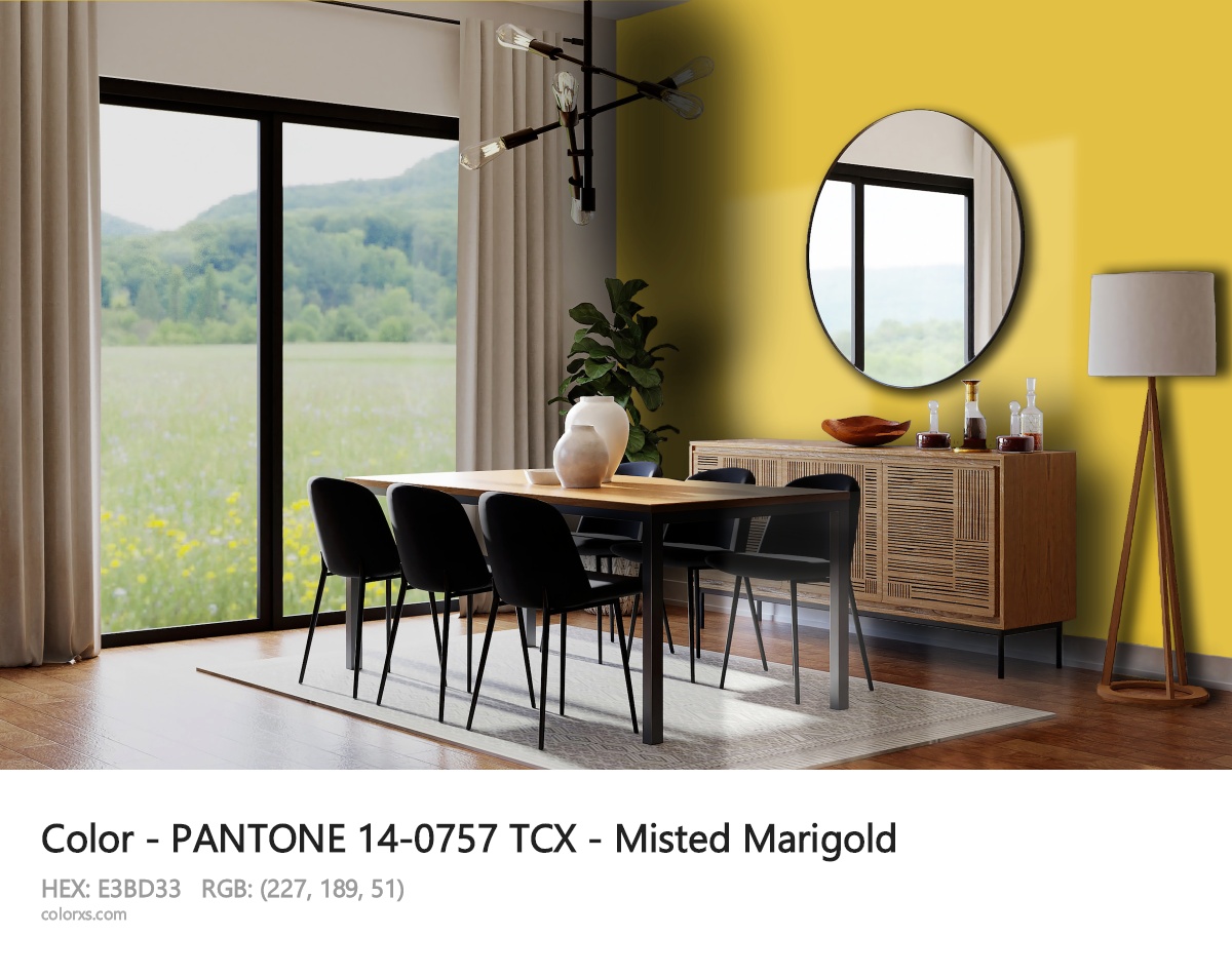 PANTONE 14-0757 TCX - Misted Marigold CMS dining room design