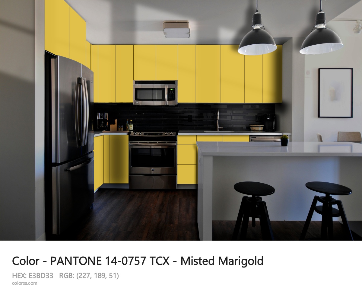 PANTONE 14-0757 TCX - Misted Marigold CMS modular kitchen design