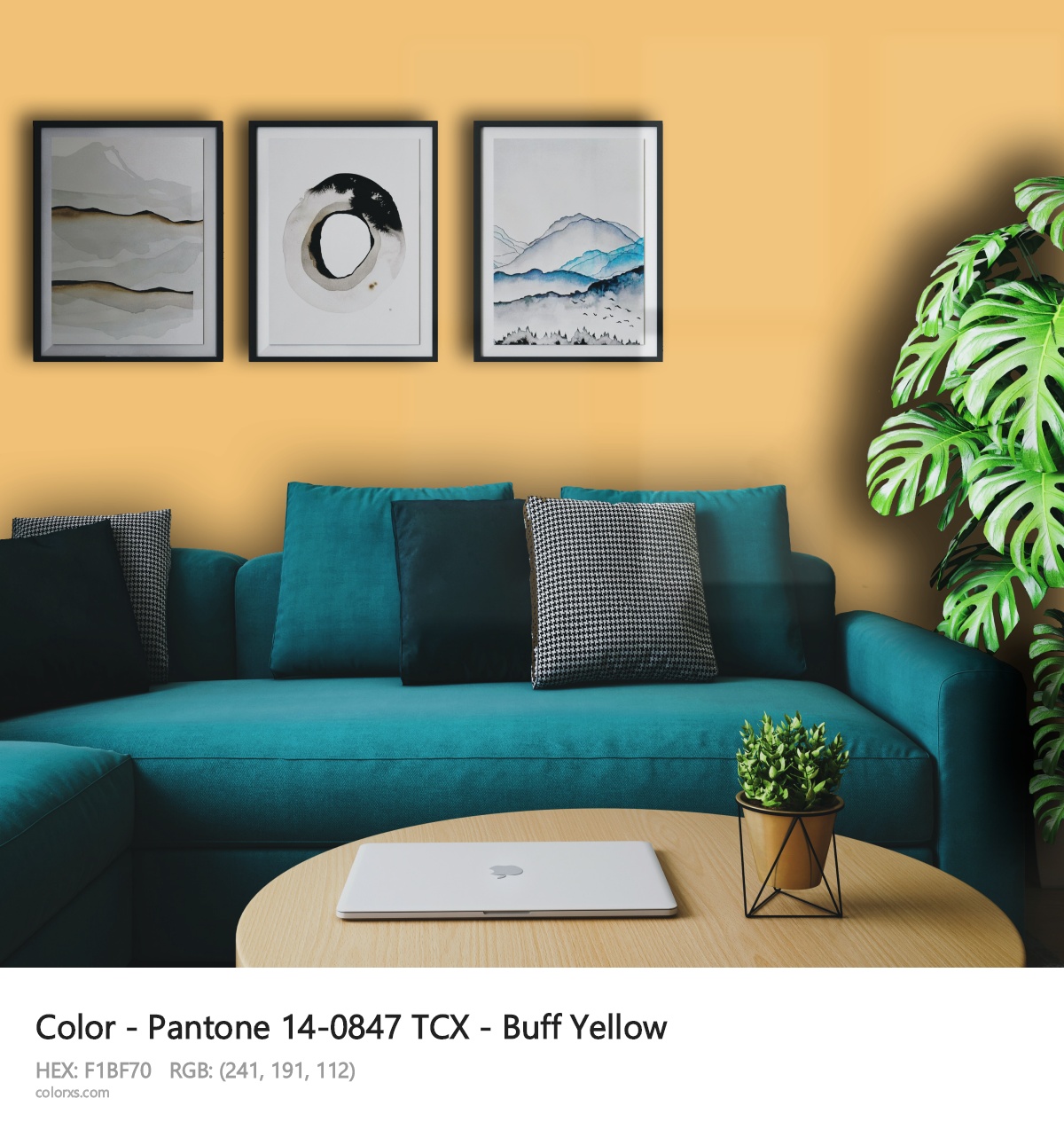Pantone 14-0847 TCX - Buff Yellow CMS cozy coffee corner interior