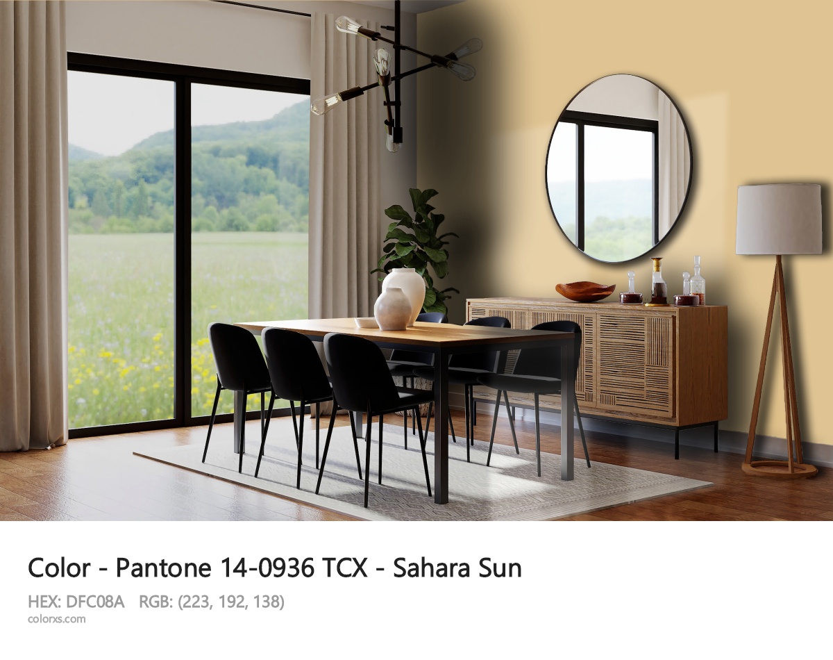 Pantone 14-0936 TCX - Sahara Sun CMS dining room design