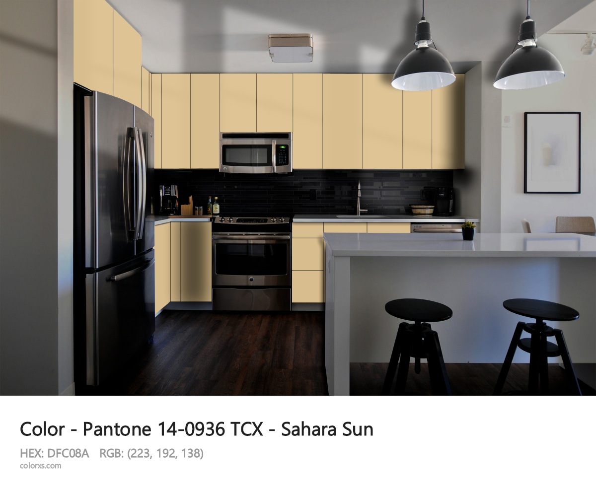 Pantone 14-0936 TCX - Sahara Sun CMS modular kitchen design