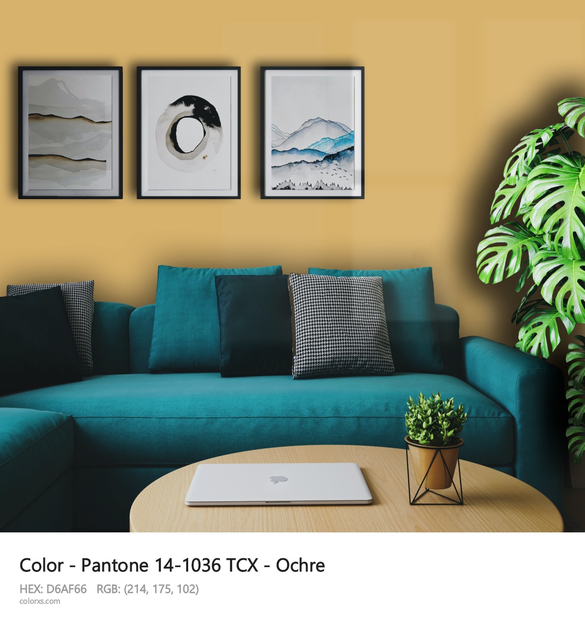 Pantone 14-1036 TCX - Ochre CMS cozy coffee corner interior