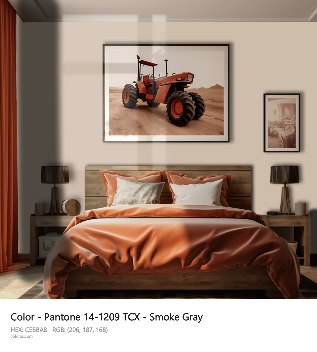 Pantone 14-1209 TCX - Smoke Gray CMS vintage style bedroom interior