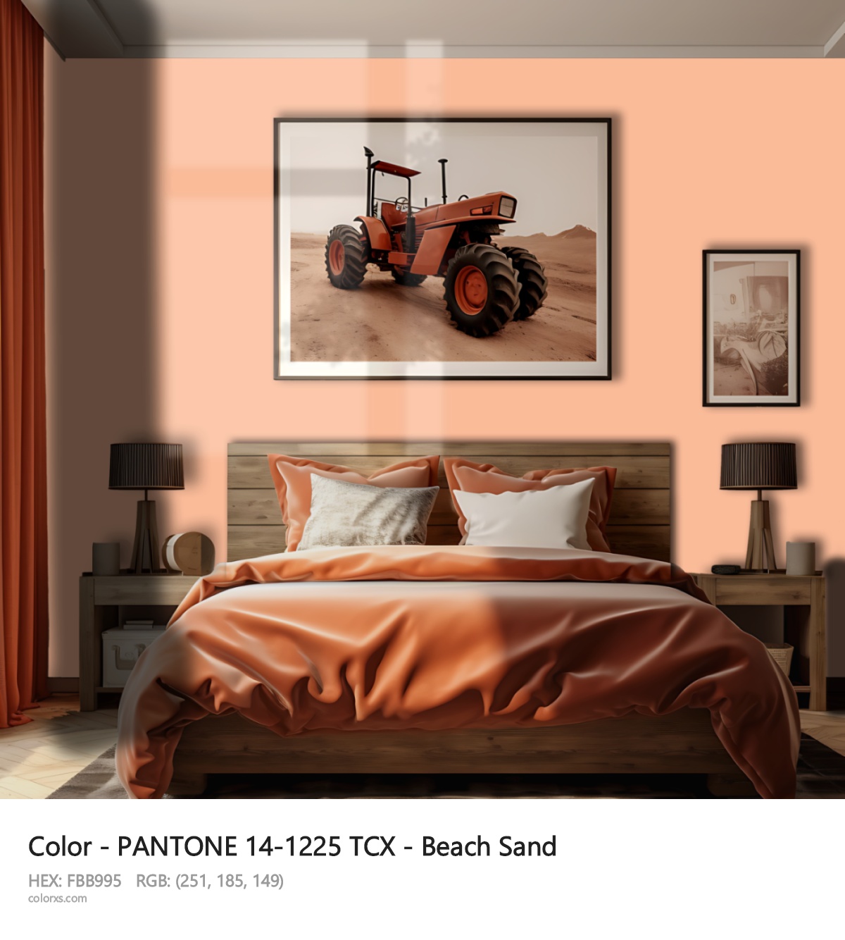 PANTONE 14-1225 TCX - Beach Sand CMS vintage style bedroom interior