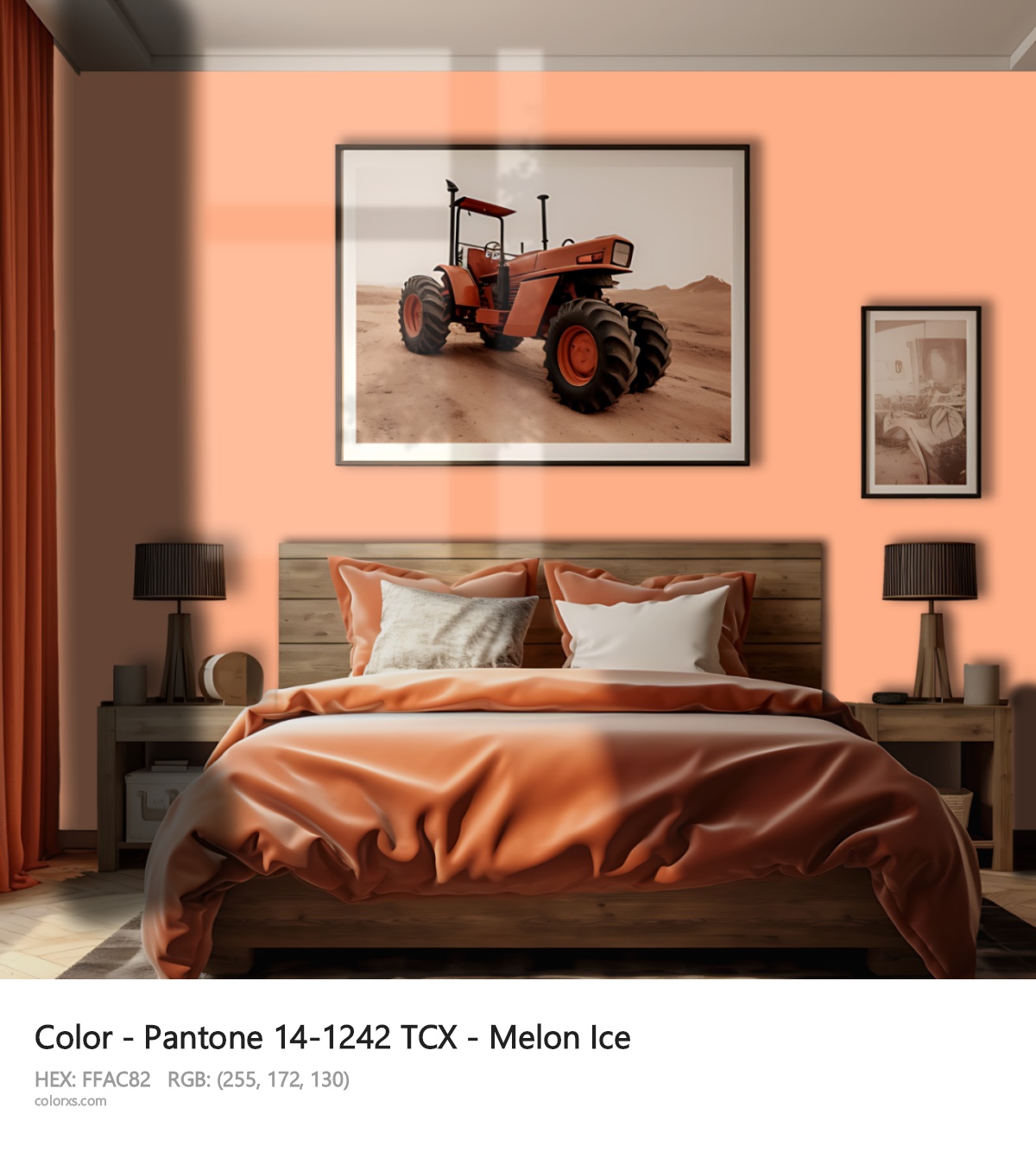 Pantone 14-1242 TCX - Melon Ice CMS vintage style bedroom interior