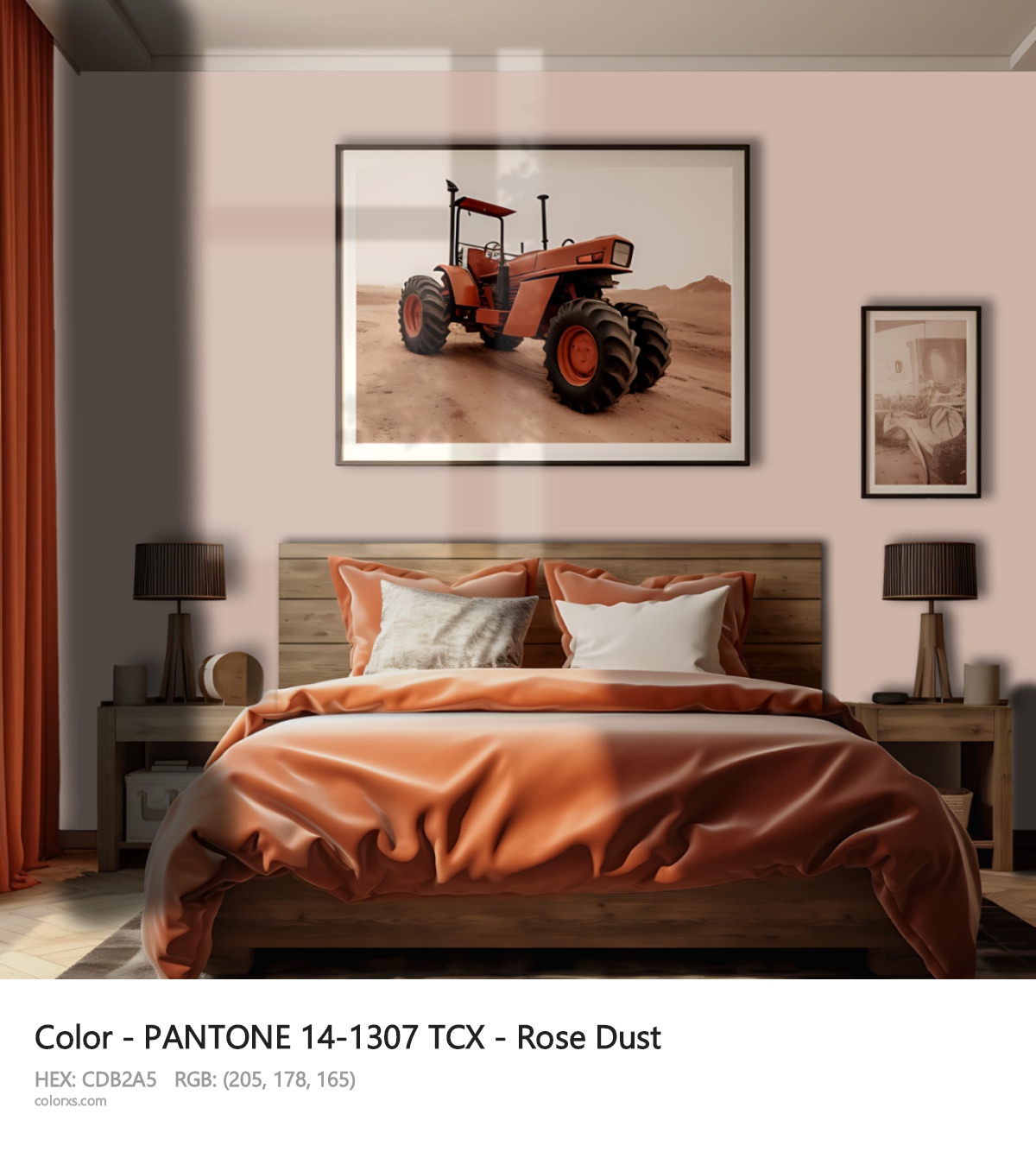 PANTONE 14-1307 TCX - Rose Dust CMS vintage style bedroom interior