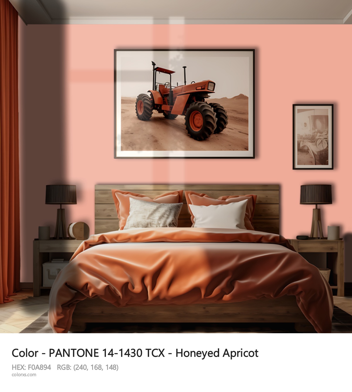 PANTONE 14-1430 TCX - Honeyed Apricot CMS vintage style bedroom interior