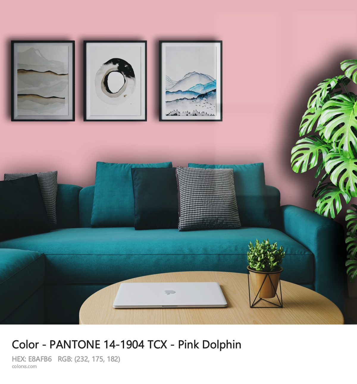 PANTONE 14-1904 TCX - Pink Dolphin CMS cozy coffee corner interior