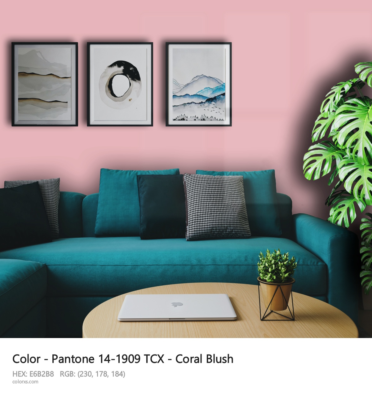 Pantone 14-1909 TCX - Coral Blush CMS cozy coffee corner interior