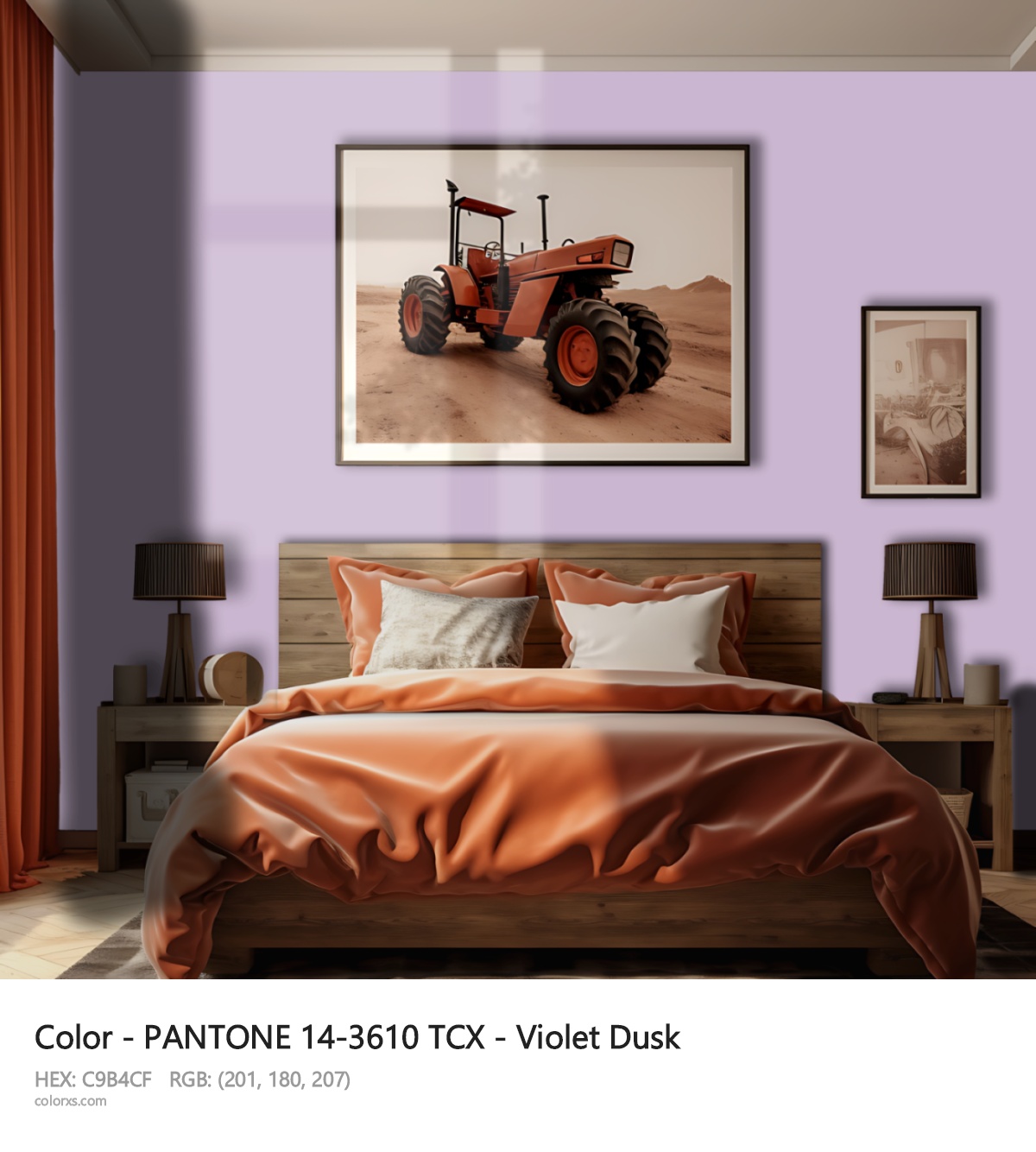 PANTONE 14-3610 TCX - Violet Dusk CMS vintage style bedroom interior