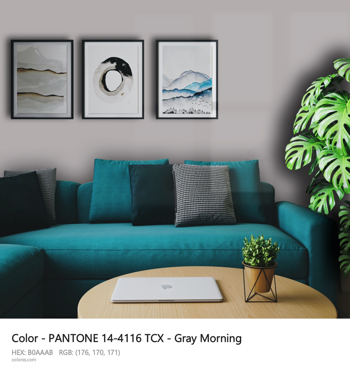PANTONE 14-4116 TCX - Gray Morning CMS cozy coffee corner interior