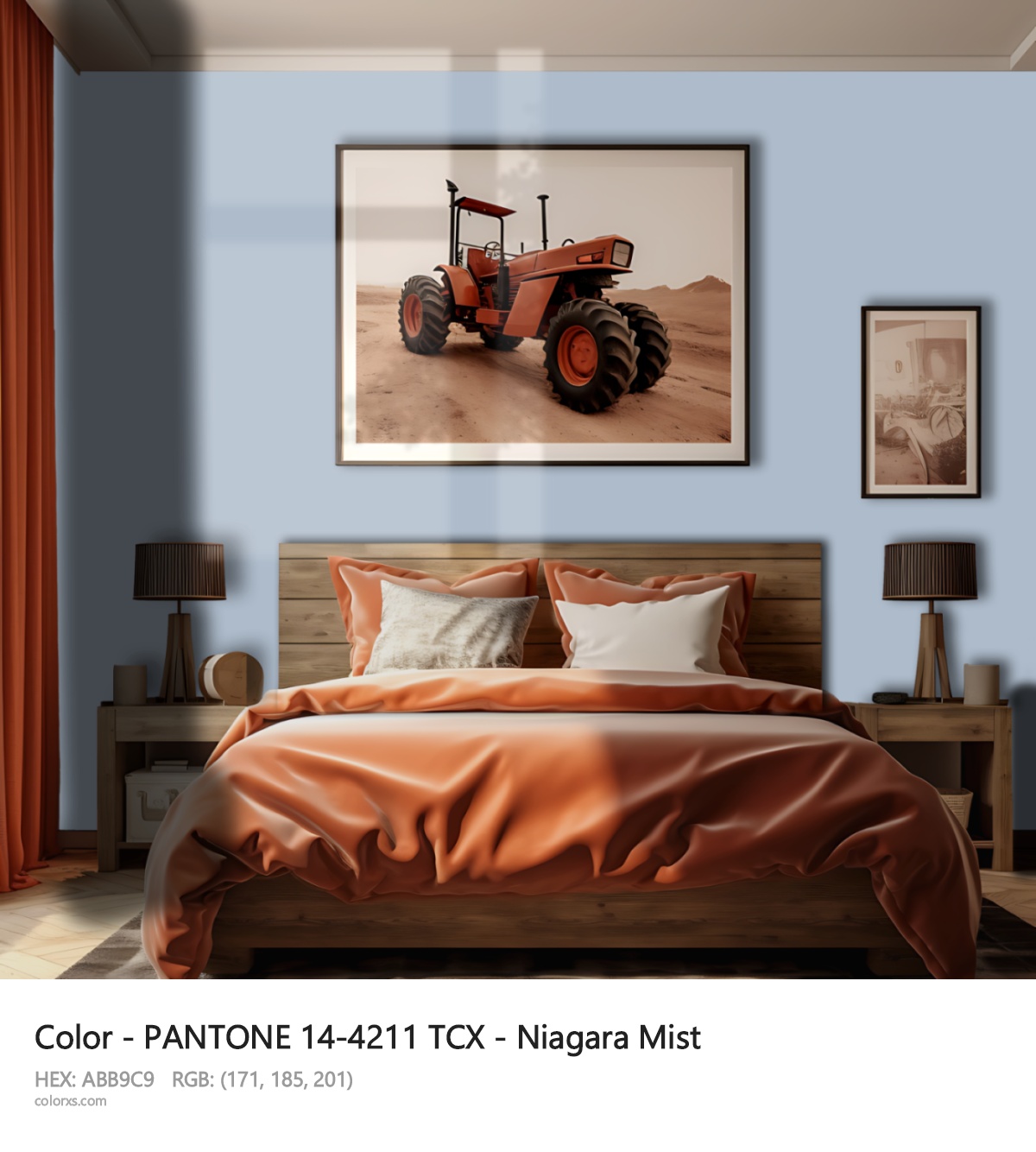 PANTONE 14-4211 TCX - Niagara Mist CMS vintage style bedroom interior