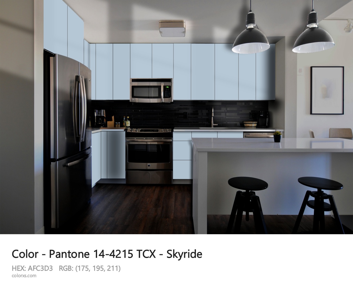 Pantone 14-4215 TCX - Skyride CMS modular kitchen design