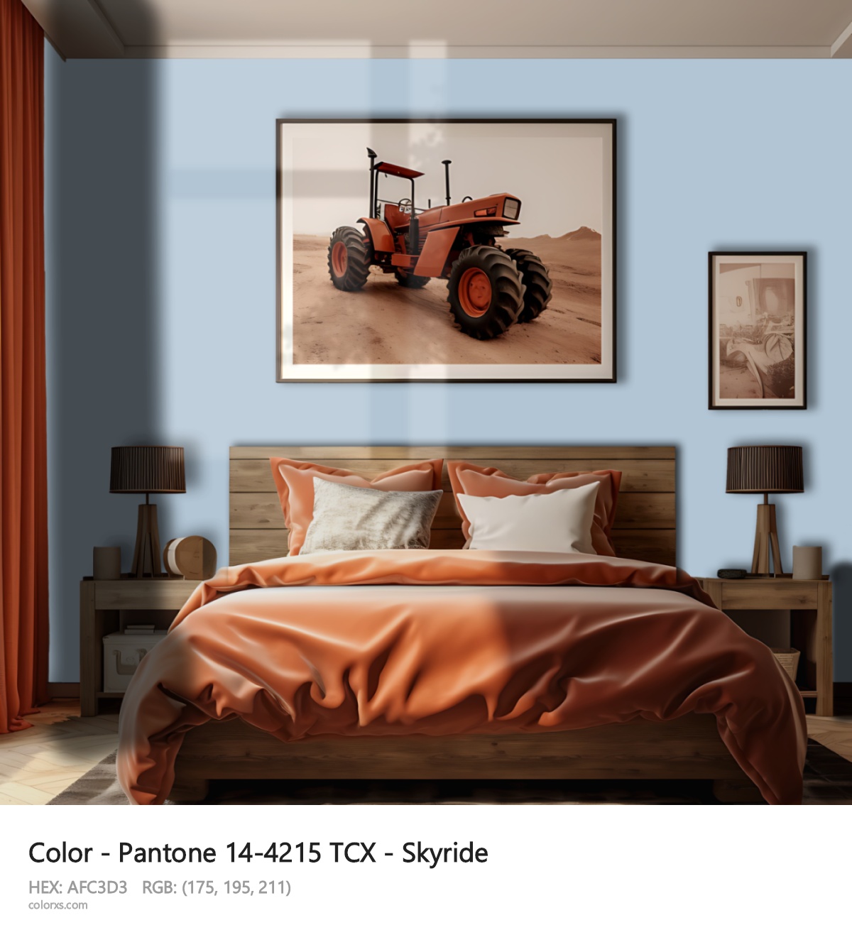 Pantone 14-4215 TCX - Skyride CMS vintage style bedroom interior