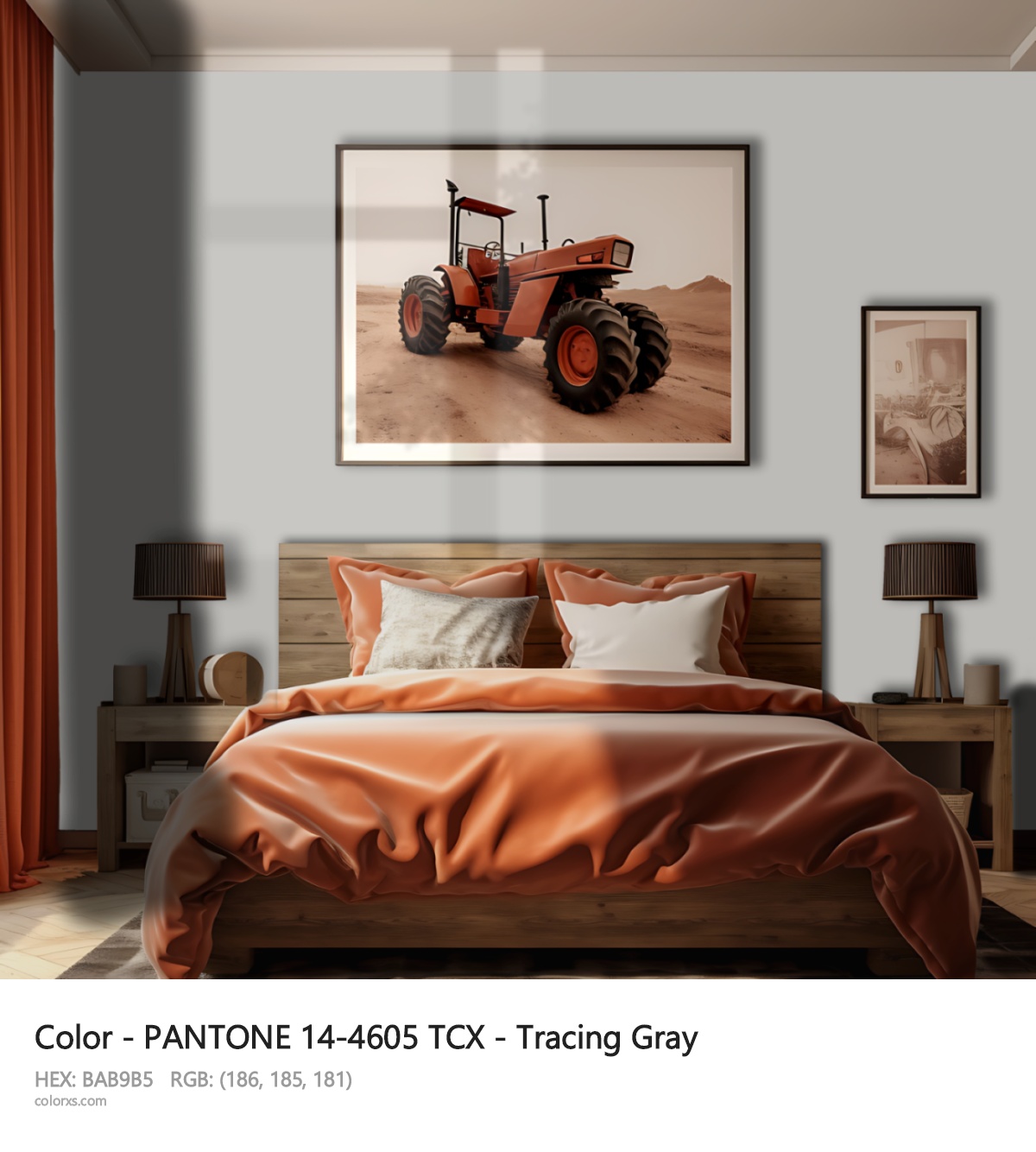 PANTONE 14-4605 TCX - Tracing Gray CMS vintage style bedroom interior