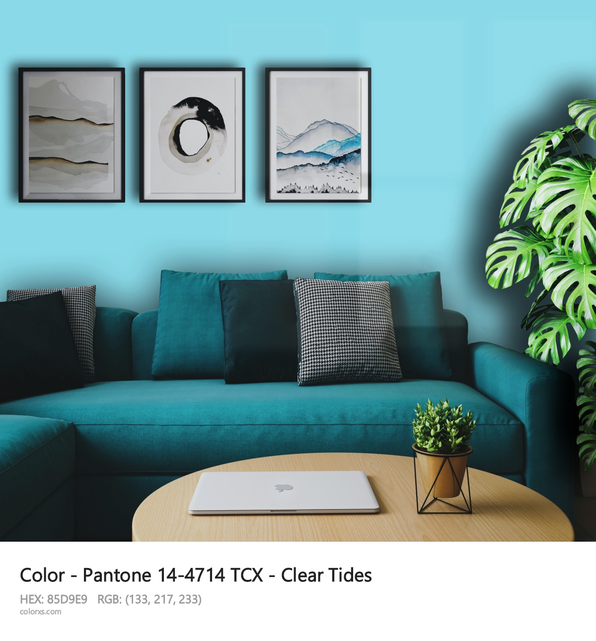 Pantone 14-4714 TCX - Clear Tides CMS cozy coffee corner interior