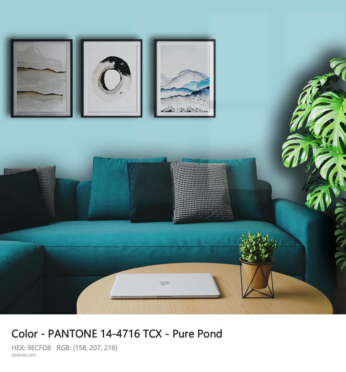 PANTONE 14-4716 TCX - Pure Pond CMS cozy coffee corner interior