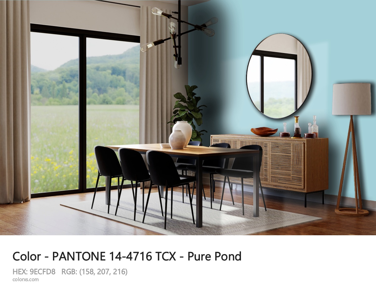 PANTONE 14-4716 TCX - Pure Pond CMS dining room design