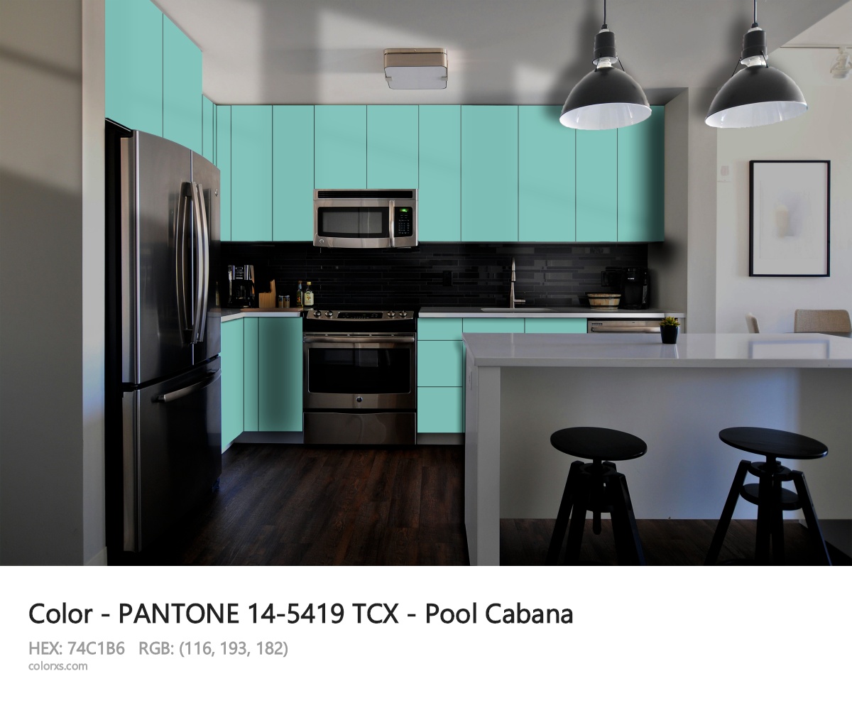 PANTONE 14-5419 TCX - Pool Cabana CMS modular kitchen design