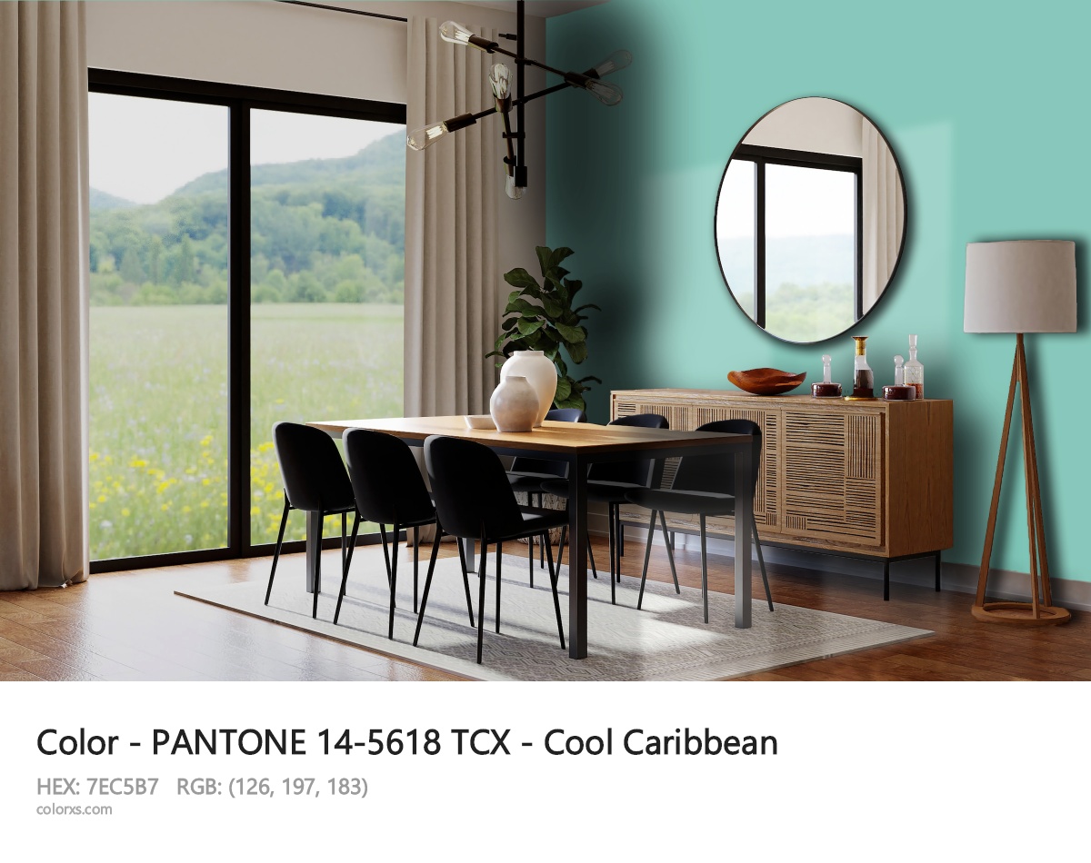 PANTONE 14-5618 TCX - Cool Caribbean CMS dining room design