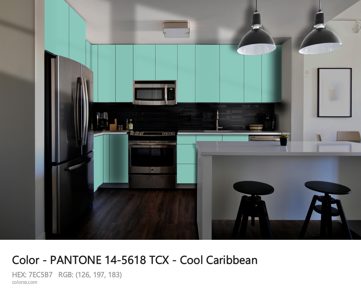 PANTONE 14-5618 TCX - Cool Caribbean CMS modular kitchen design