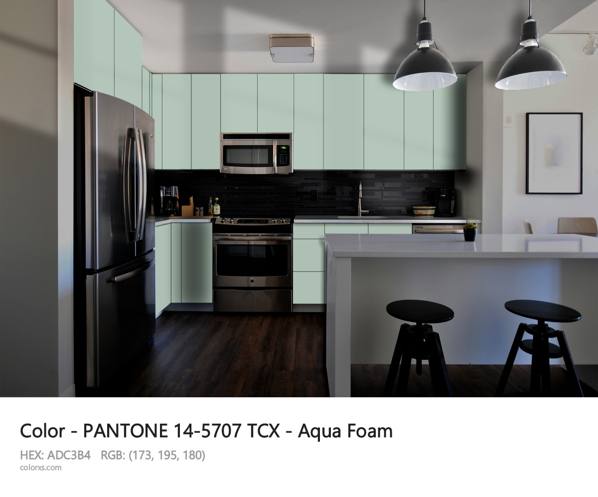 PANTONE 14-5707 TCX - Aqua Foam CMS modular kitchen design