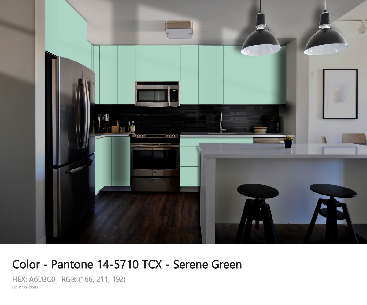 Pantone 14-5710 TCX - Serene Green CMS modular kitchen design