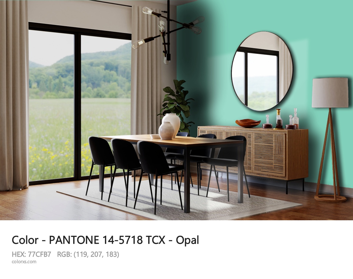 PANTONE 14-5718 TCX - Opal CMS dining room design