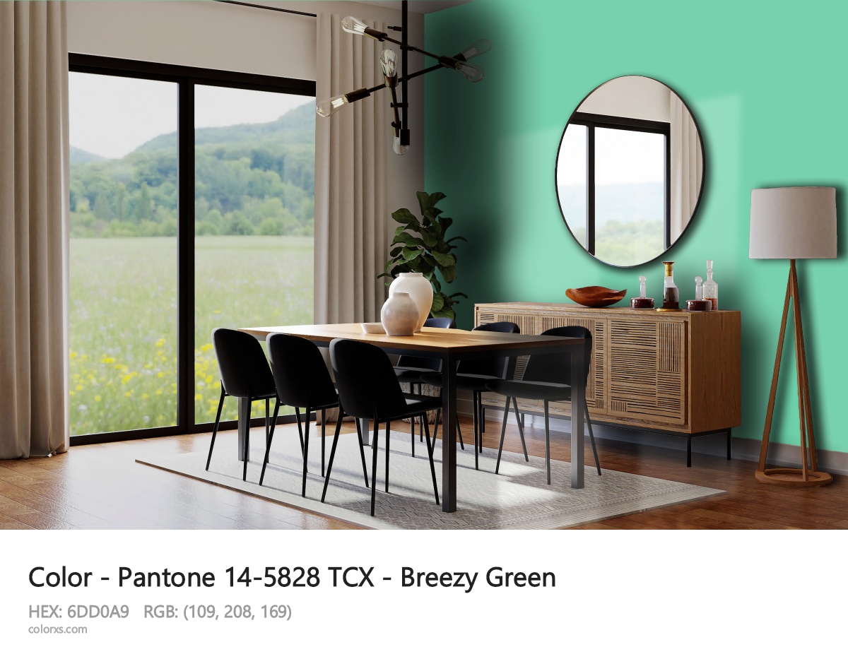 Pantone 14-5828 TCX - Breezy Green CMS dining room design
