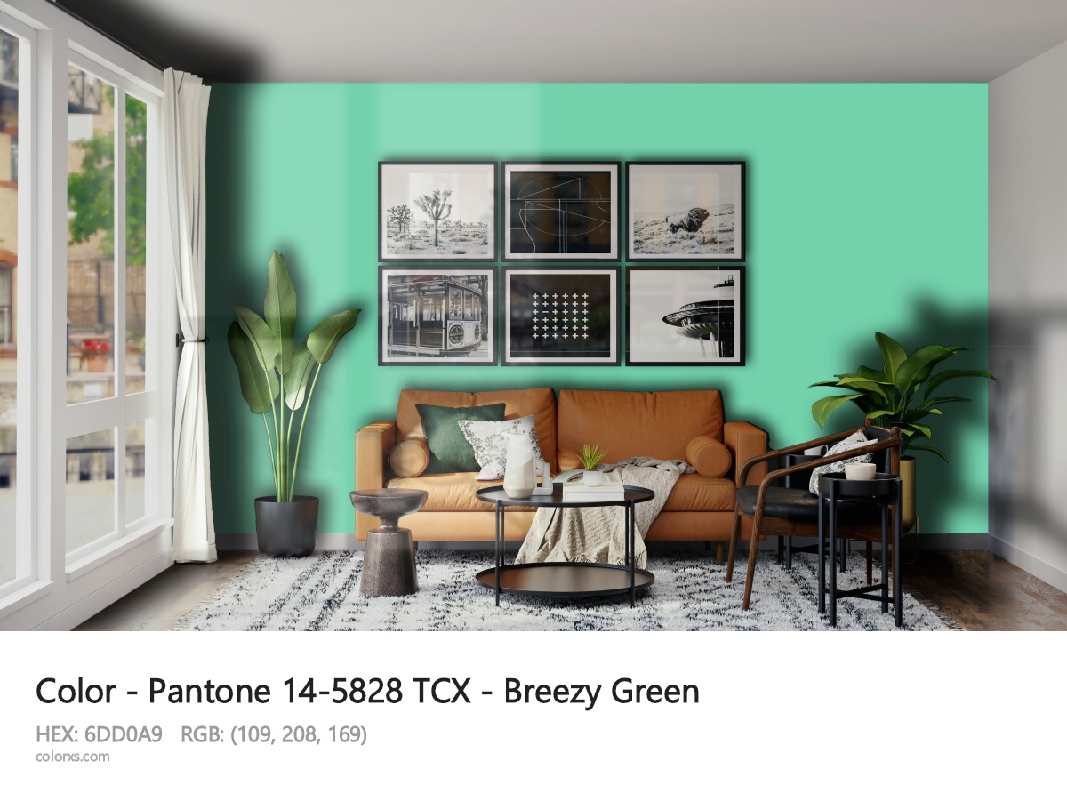 About Pantone 14-5828 TCX - Breezy Green color - its meaning and example