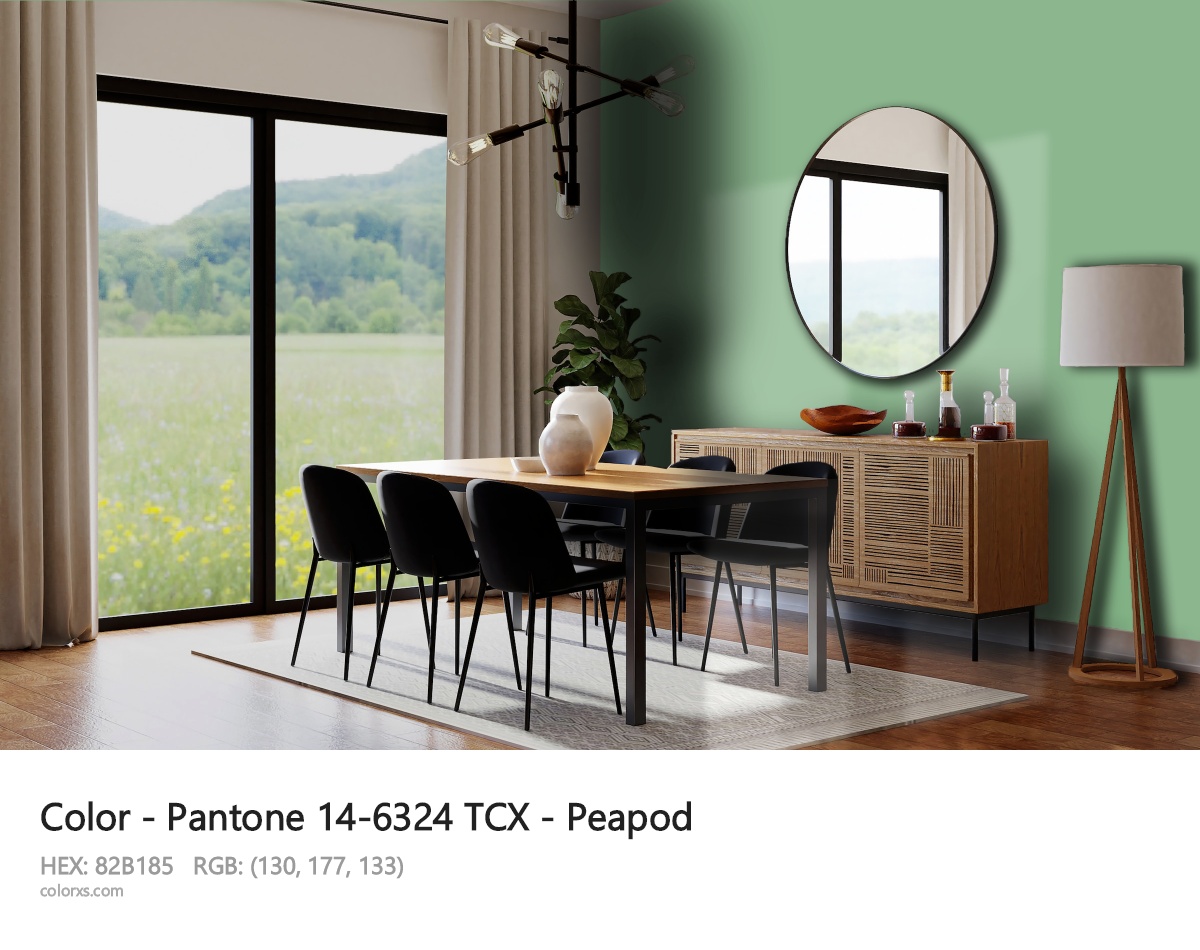 Pantone 14-6324 TCX - Peapod CMS dining room design