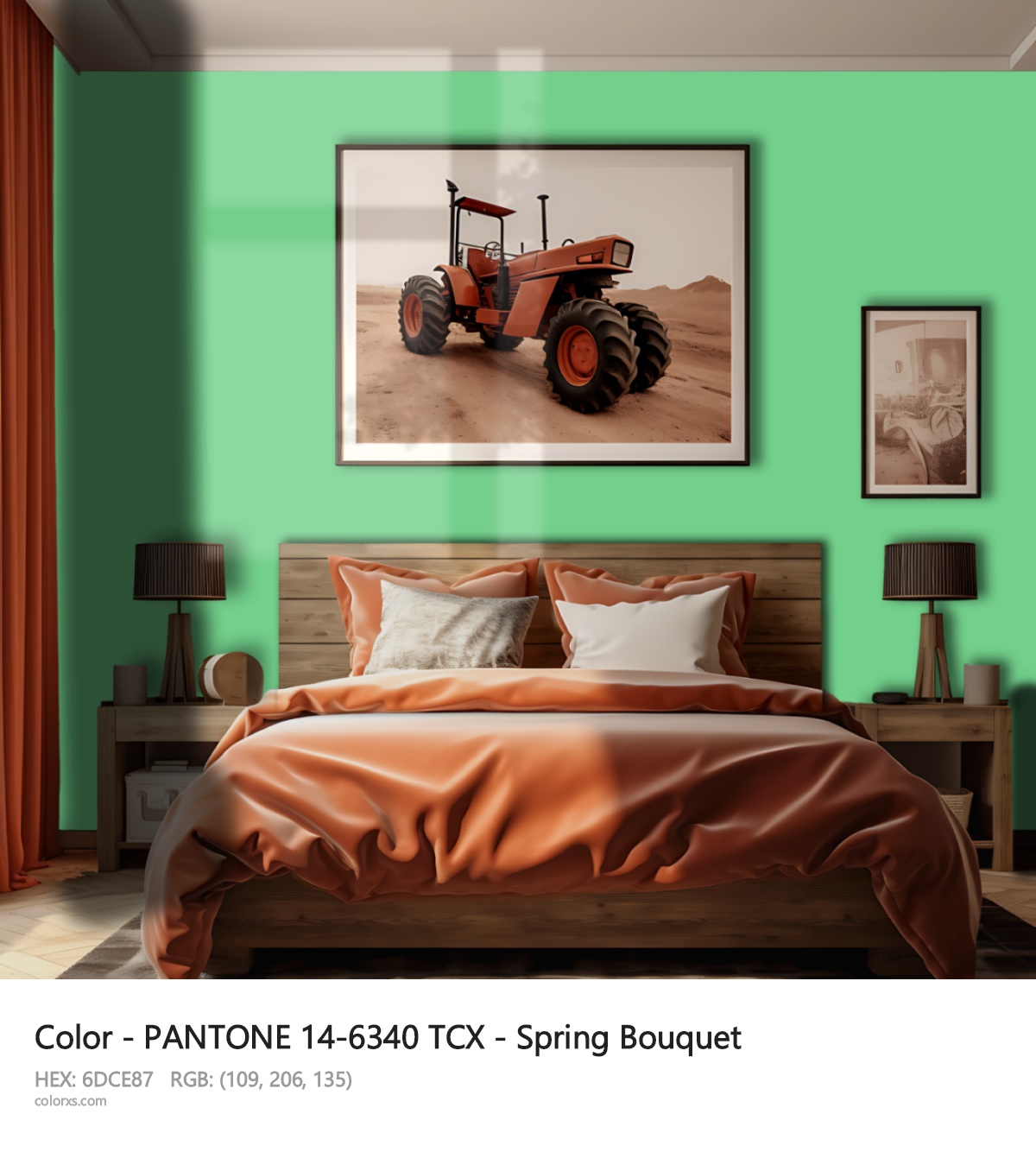 PANTONE 14-6340 TCX - Spring Bouquet CMS vintage style bedroom interior