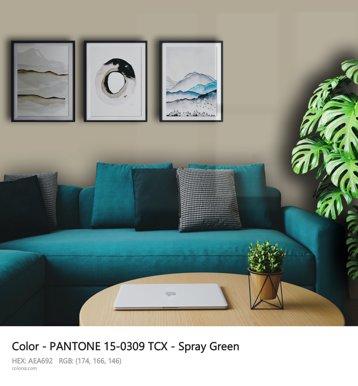 PANTONE 15-0309 TCX - Spray Green CMS cozy coffee corner interior