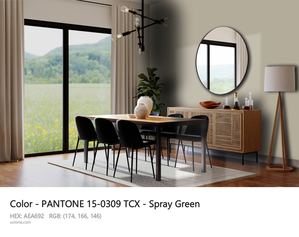 PANTONE 15-0309 TCX - Spray Green CMS dining room design