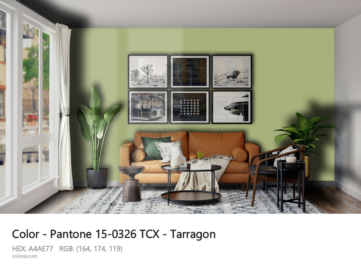 Pantone 15-0326 TCX - Tarragon CMS modern minimalist living room interior