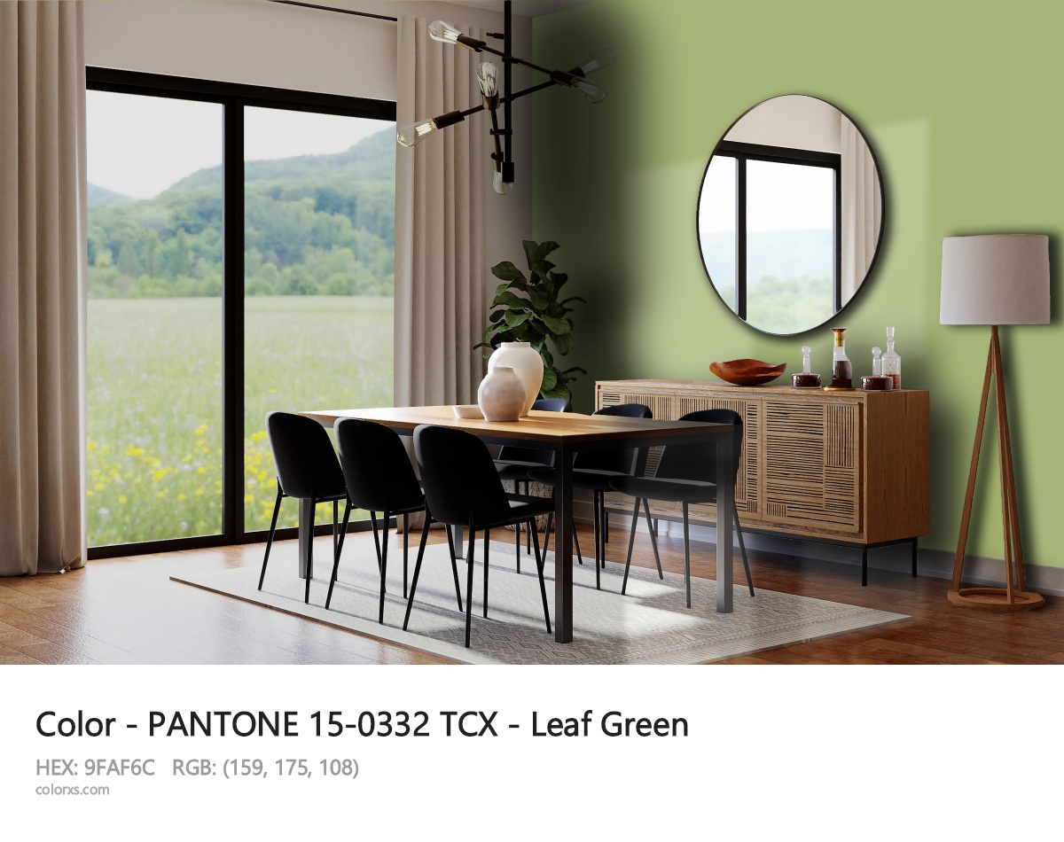 PANTONE 15-0332 TCX - Leaf Green CMS dining room design