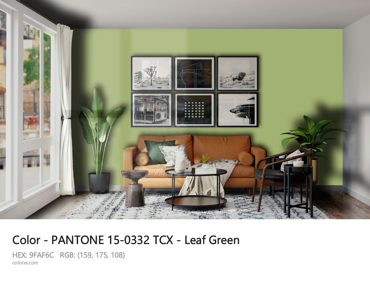 PANTONE 15-0332 TCX - Leaf Green CMS modern minimalist living room interior