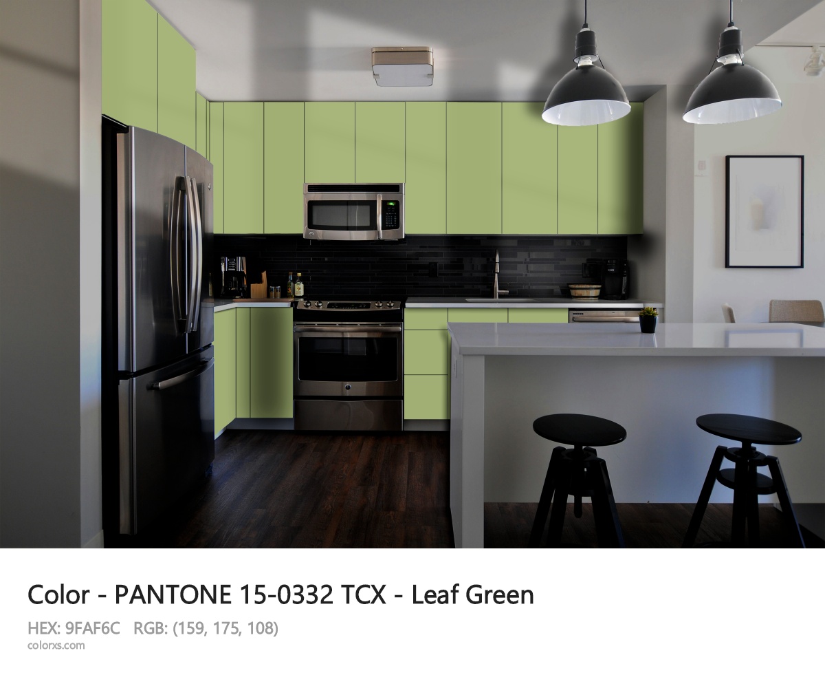 PANTONE 15-0332 TCX - Leaf Green CMS modular kitchen design