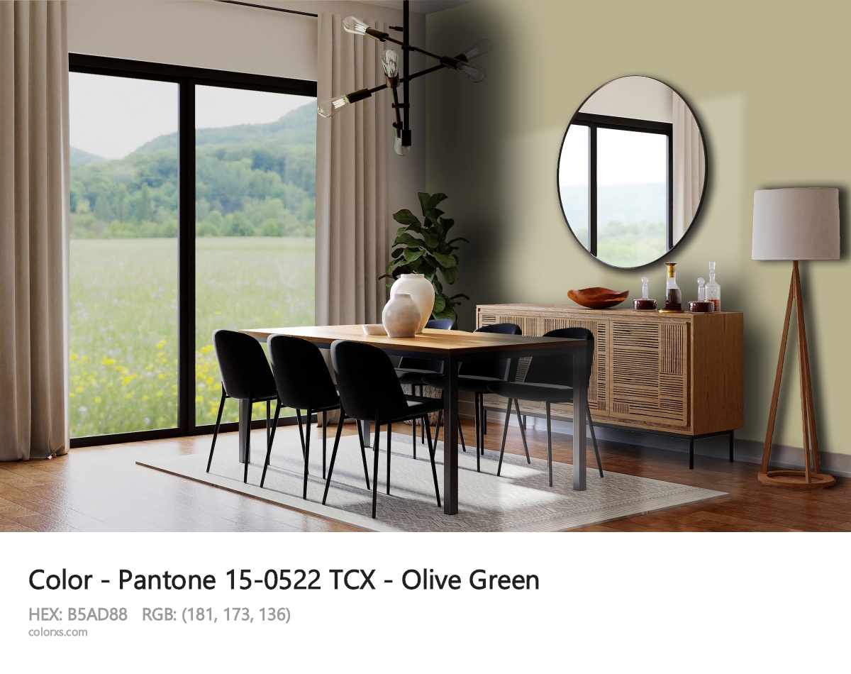 Pantone 15-0522 TCX - Olive Green CMS dining room design