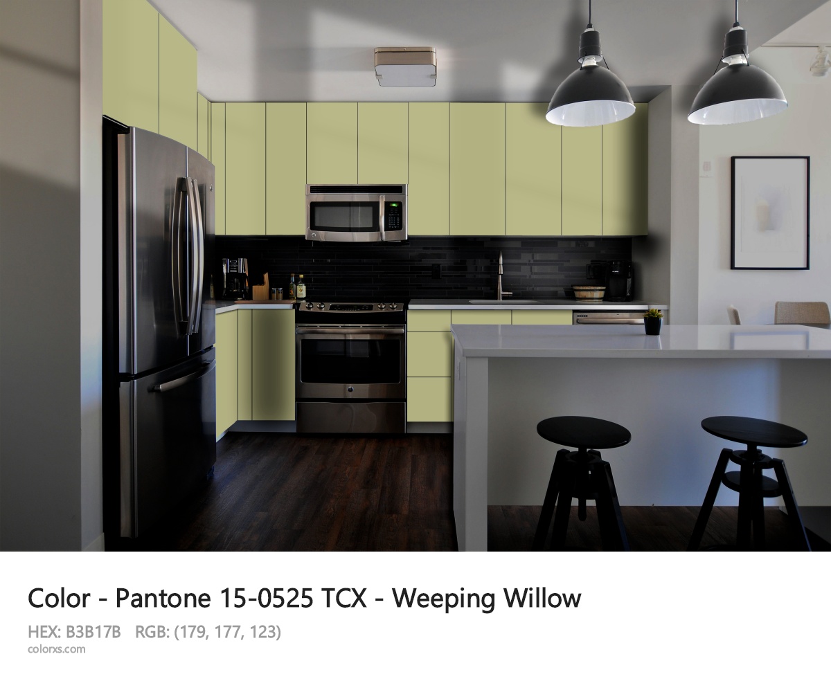 Pantone 15-0525 TCX - Weeping Willow CMS modular kitchen design