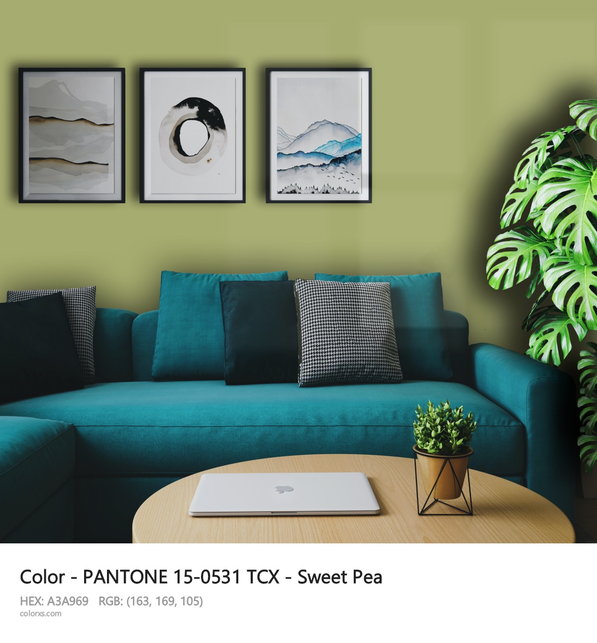 PANTONE 15-0531 TCX - Sweet Pea CMS cozy coffee corner interior