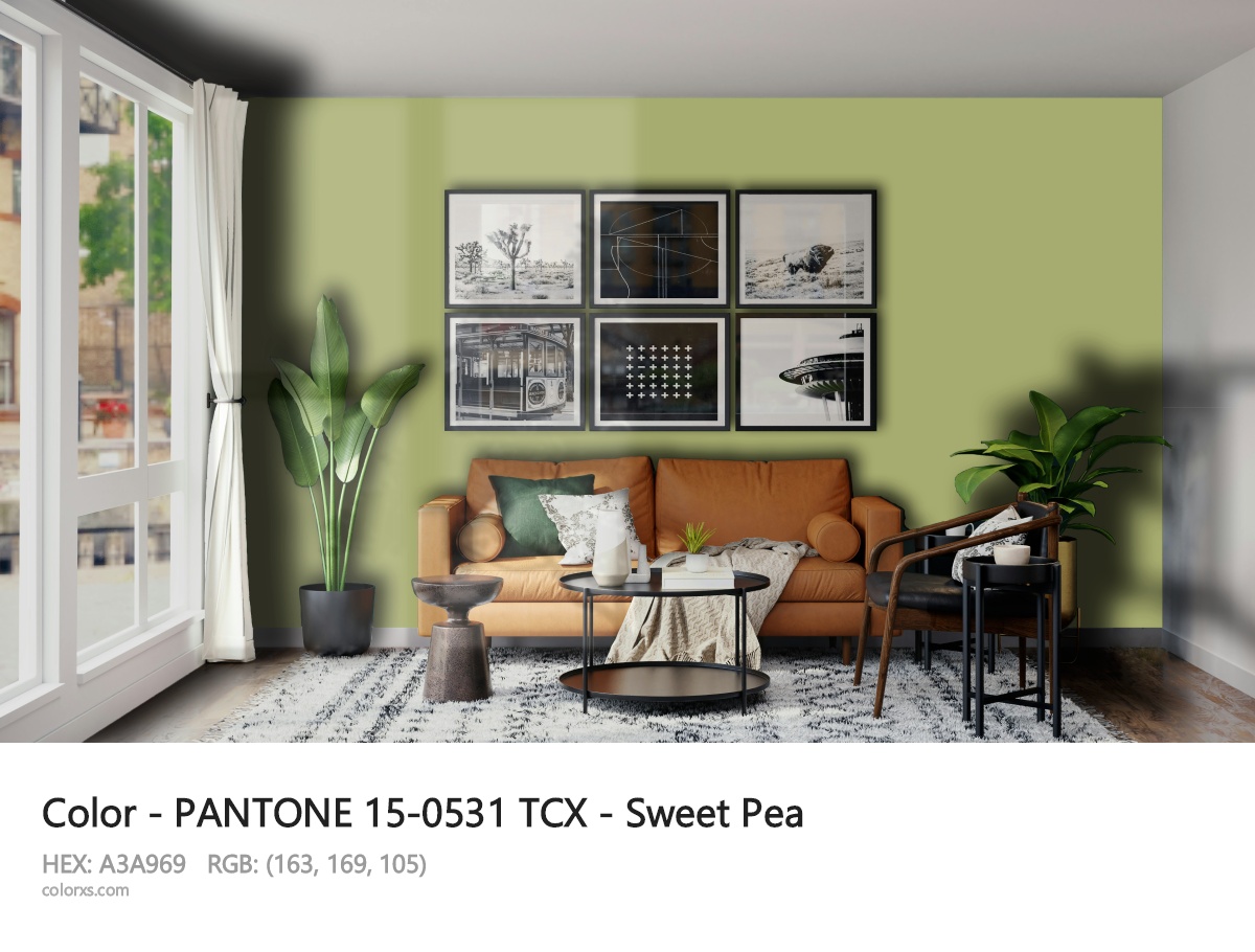 PANTONE 15-0531 TCX - Sweet Pea CMS modern minimalist living room interior