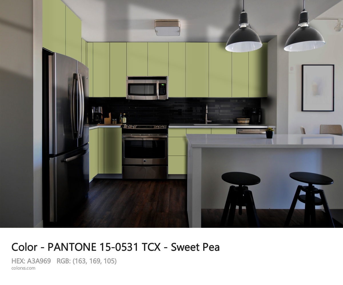 PANTONE 15-0531 TCX - Sweet Pea CMS modular kitchen design