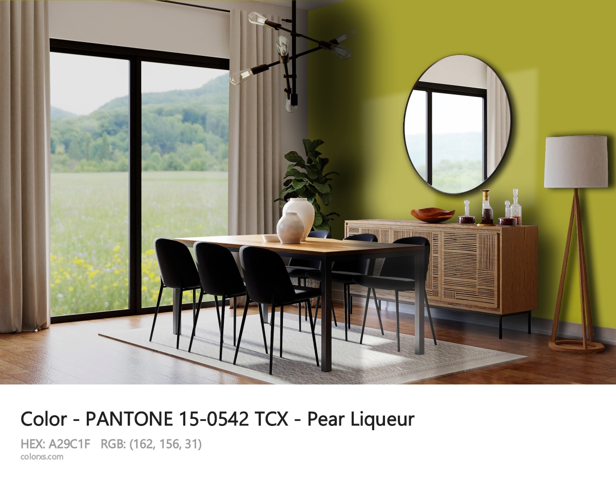 PANTONE 15-0542 TCX - Pear Liqueur CMS dining room design