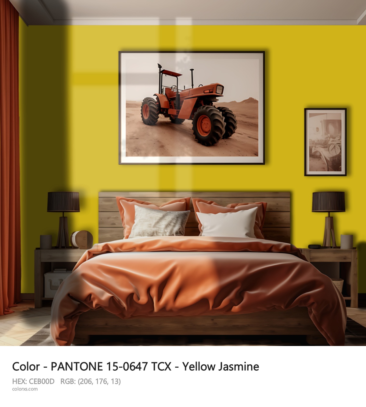 PANTONE 15-0647 TCX - Yellow Jasmine CMS vintage style bedroom interior
