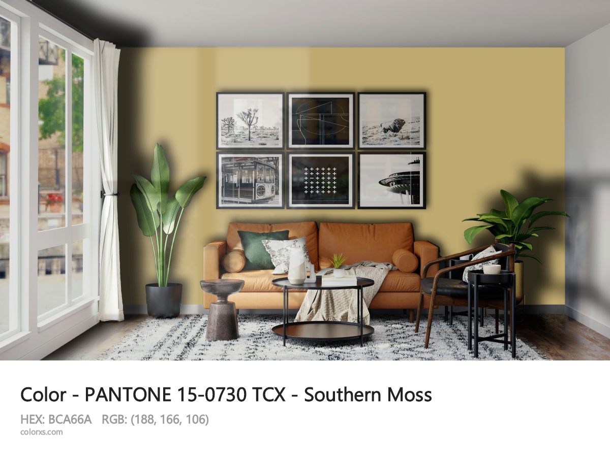 PANTONE 15-0730 TCX - Southern Moss CMS modern minimalist living room interior