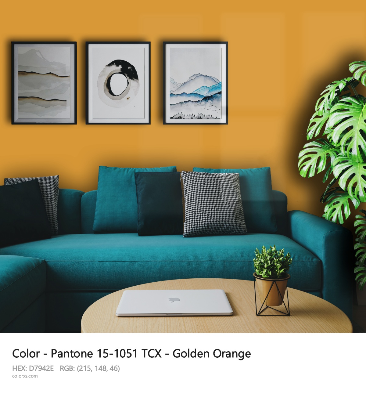 Pantone 15-1051 TCX - Golden Orange CMS cozy coffee corner interior