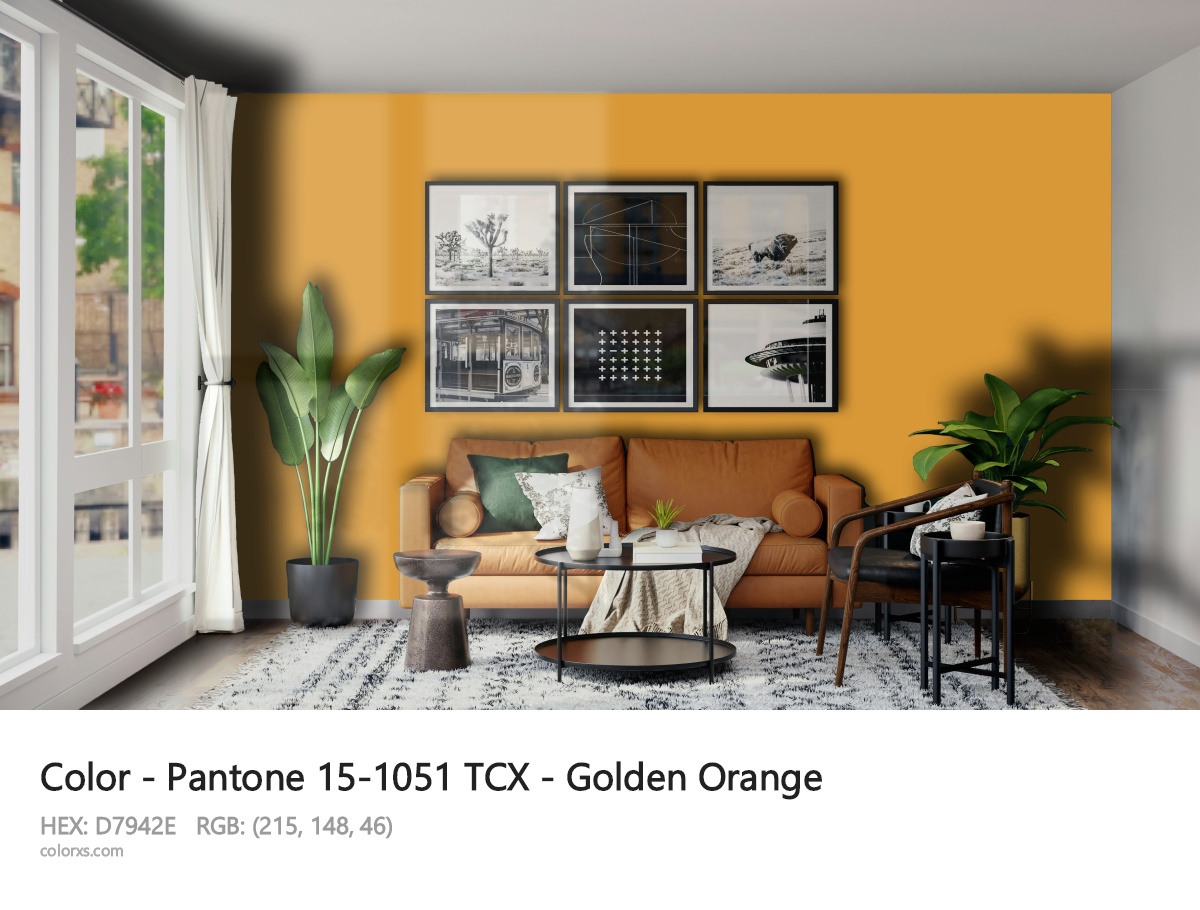 Pantone 15-1051 TCX - Golden Orange CMS modern minimalist living room interior