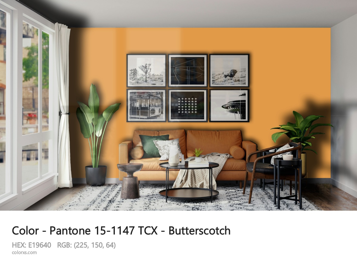 Pantone 15-1147 TCX - Butterscotch CMS modern minimalist living room interior